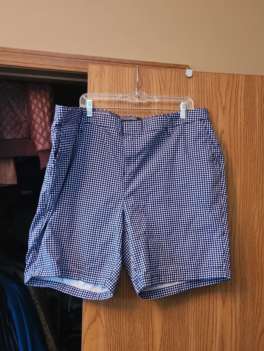Tommy Hilfiger Navy & White Gingham Flat-Front Shorts